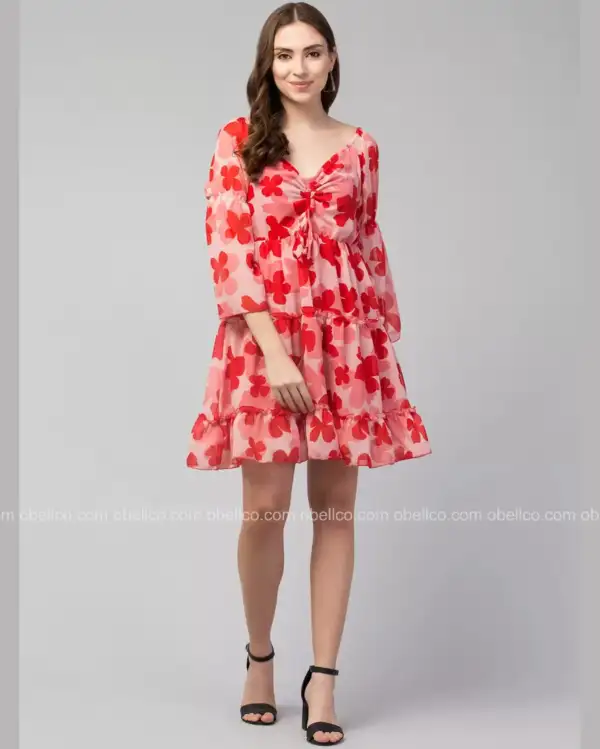 Middi Print Obellco Frock Red - Image 6