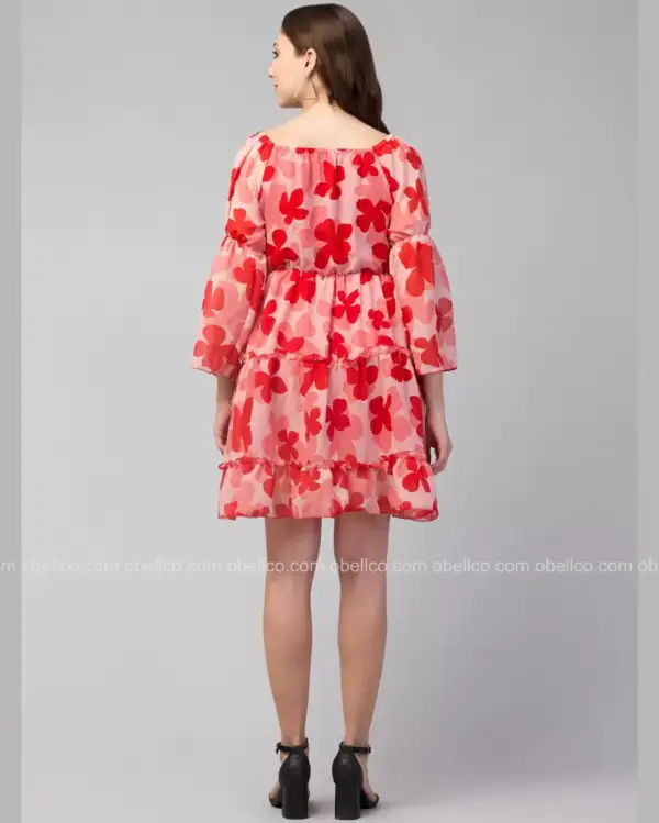 Middi Print Obellco Frock Red - Image 5