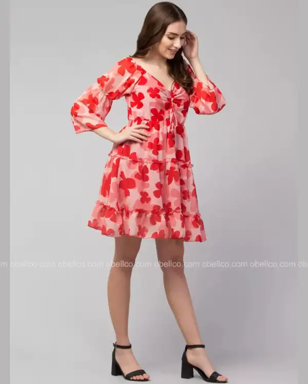 Middi Print Obellco Frock Red - Image 4