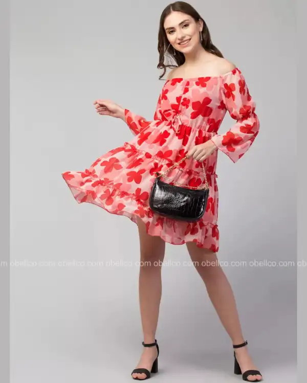 Middi Print Obellco Frock Red